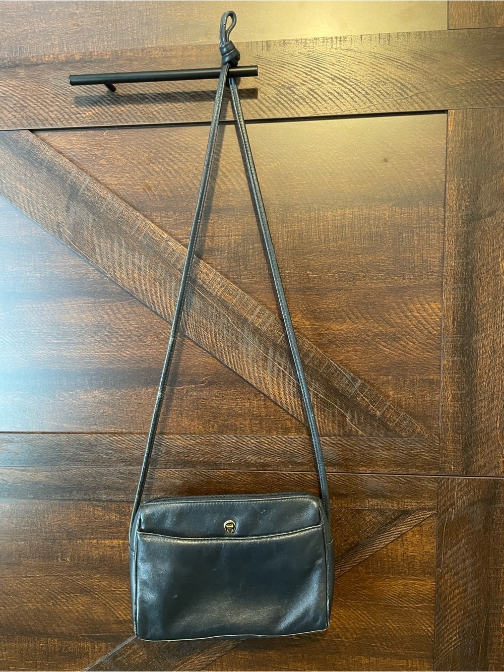 Etienne Aigner Classic Black Leather Crossbody Bag